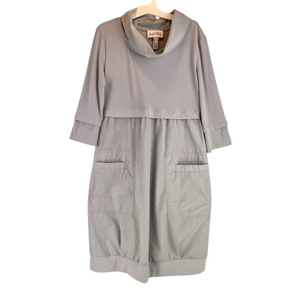 JOSEPH RIBKOFF Cocoon Dress Light Gray Grey Mixed Media Sz 8 - Picture 1 of 14